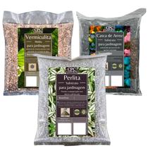Kit Substrato Perlita, Vermiculita e Casca de arroz Carbonizada