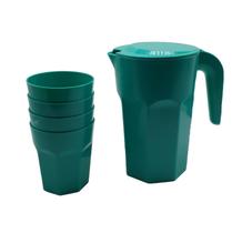 Kit Suco 1 Jarra De 1,5 Litros Com 4 Copos De 400 Ml Verde