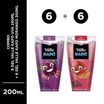 Kit Suco Del Valle Kapo 6 Unidades Sabor Uva + 6 Unidades Sabor Morango 200ml Cada