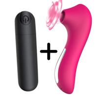 KIT Sugador de Clitóris Massageador Vibrador Bullet Recarregável SexShop Premium