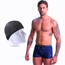 Kit Sunga Boxer Masculina Com Touca de Natação Cobre Orelha Kit Sunga Boxer Masculina Com Touca de Natação Cobre Orelha