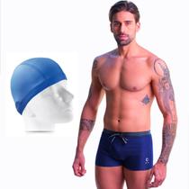 Kit Sunga Boxer Masculina Com Touca de Natação Cobre Orelha