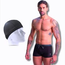 Kit Sunga Boxer Masculina Com Touca de Natação Cobre Orelha Kit Sunga Boxer Masculina Com Touca de Natação Cobre Orelha