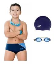 Kit Sunga Helanca Infantil, Óculos UV e Touca Natação BH05JR Hammerhead Kit Sunga Helanca Infantil, Óculos UV e Touca Natação BH05JR Hammerhead