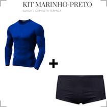 Kit Sunga Tradicional Boxer Camisa Proteção Malha Fria Natação Segunda Pele Compressão Manga Longa Masculina Uv 50+ Praia Piscina Surf