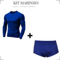 Kit Sunga Tradicional Masculina Camisa Proteção Solar Uv 50 Boxer Forrada Cadarço Elástica