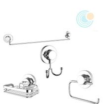 Kit sup para toalha, suporte para papel, saboneteira, cabide