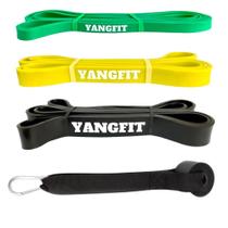 Kit Super Band Elástico Extensor Leve Médio e Forte + Âncora de Porta Yangfit