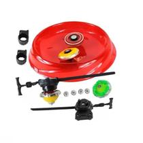 Kit Super Beyblade Tornado Com Led Arena Proteção 15 peças Kit Super Beyblade Tornado Com Led Arena Proteção 15 peças