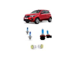Kit Super Branca Farol Alto Baixo Milha Fiat Mobi Like