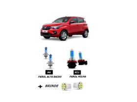 Kit Super Branca Farol Alto Baixo Milha Fiat Mobi Like