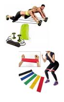 Kit super elasticos com roda para exercicios em casa na academia ao ar livre fitness