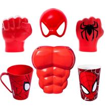 Kit Super-Herói Luvas Máscara + Copo e Caneca do Homem Aranha
