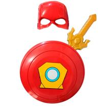 Kit Super Heroi Máscara Escudo e Espada Brinquedo de Plástico