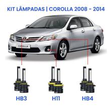Kit Super Led Corolla 2008/2014 Farol Alto Baixo E Milha