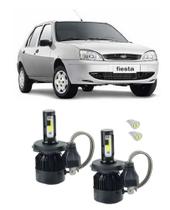 Kit Super Led Farol Alto E Baixo H4 Fiesta 1999 A 2005