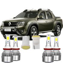 Kit Super Led Farol Milha Baixo Duster Oroch 6000k + Pingo T10