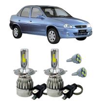 Kit Super Led H4 6000K Farol Auto Baixo Corsa 1994/21 + T10