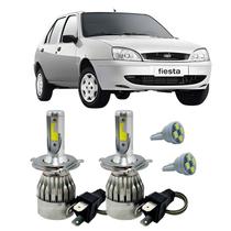 Kit Super Led H4 6000K Farol Auto Baixo Fiesta 2002/06 + T10