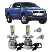 Kit Super Led H4 6000K Farol Auto Baixo Ranger 2005/16 + T10