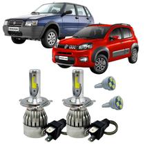 Kit Super Led H4 6000K Farol Auto Baixo Uno Todos Pingo T10