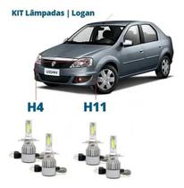 Kit Super Led Logan 2011/2013 - Farol Alto Baixo Milha