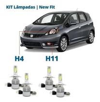 Kit Super Led New Fit 2009/2013 - Farol Alto, Baixo E Milha