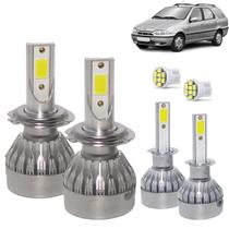 Kit Super Led Palio Weekend 1999 a 2001 Farol Baixo H7 + Alto H1 20000 Lumens - LuxLed V10 Mini