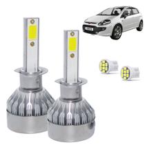 Kit Super Led Punto 2008 a 2014 Farol Alto e Baixo + Milha H1 20000 Lumens - LuxLed V10 Mini