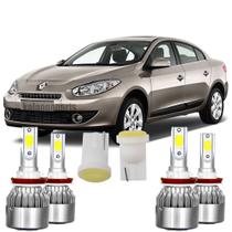 Kit Super Led Renault Fluence Farol Milha Alto 6000k + Pingo T10