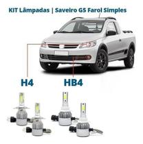 Kit Super Led Saveiro G5 - Farol Simples Alto, Baixo E Milha