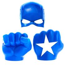 Kit Super Luvas e Máscara do Capitão Américo Infantil Azul