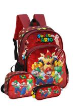Kit Super Mario Bros Mochila + Lancheira + Estojo Triplo VM