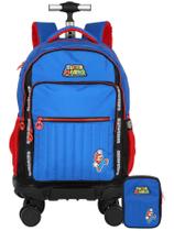 Kit Super Mario Bros Mochila Rodinhas e Costas + Estojo Box