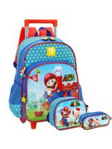 Kit Super Mario Mochila Costas Rodas + Lancheira + Estojo A