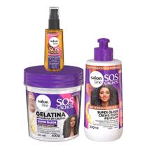 Kit Super Óleos com Creme 300ml + Gelatina + Óleo 42ml - Definição e Brilho Salon Line