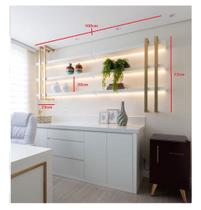 Kit Super prateleira 100cm industrial DOURADO E BRANCO