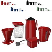 Kit Super Prático Garrafa Térmica 1L Leiteira 1L Suporte Filtro PoteHermético 1,5L Açucareiro Colher Kit Super Prático Garrafa Térmica 1L Leiteira 1L Suporte Filtro PoteHermético 1,5L Açucareiro Colher