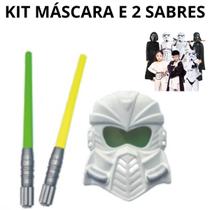 Kit Super Sabre Máscara 2 Espadas Diversão Fantasia Brincar