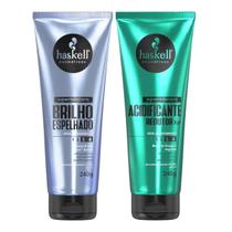Kit Supermáscaras 1 Acidificante Redutor de pH 1 Brilho Espelhado 240g Haskell