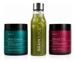 Kit Suplemento All in Greens, Pré Treino Natural Fire e Garrafa Premium De Treino Brainjuice Kit Suplemento All in Greens, Pré Treino Natural Fire e Garrafa Premium De Treino Brainjuice