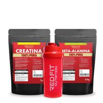 Kit Suplemento em Pó Red Fit Nutrition 100% Puro Importado C/ Laudo Creatina Monohid 1Kg Beta-Alanina 500g