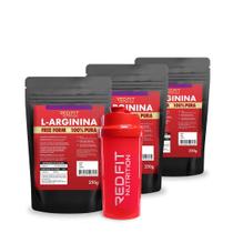Kit Suplemento em Pó Red Fit Nutrition 100% Puro Importado C/ Laudo Kit L-Arginina 250g ( 3 Unidades )