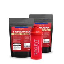Kit Suplemento em Pó Red Fit Nutrition 100% Puro Importado C/ Laudo Kit L-Glutamina 150g ( 2 Unidades )