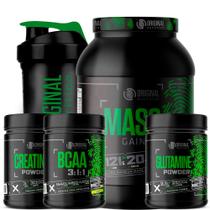 Kit Suplemento Hipercalórico Mass Gainer 1800g + Bcaa 300g + Creatina Monohidratada 300g + Glutamina 300g + Shaker