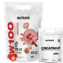 Kit Suplemento Whey Protein W100 Sabores Nutrata 900g Creatina 300g Pura Refil Kit Suplemento Whey Protein W100 Sabores Nutrata 900g Creatina 300g Pura Refil
