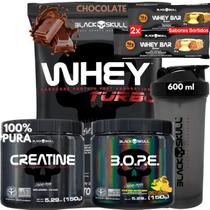 Kit Suplementos Black Skull Creatina 150g Whey turbo 907g Pré treino 150g Coqueteleira 2 Whey bar Kit Suplementos Black Skull Creatina 150g Whey turbo 907g Pré treino 150g Coqueteleira 2 Whey bar