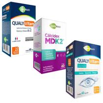 Kit Suplementos Polivitamínico A a Z e Cálcio MDK e Luteína Qualynutri 3 Itens Kit Suplementos Polivitamínico A a Z e Cálcio MDK e Luteína Qualynutri 3 Itens