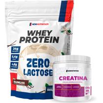 Kit Suplementos Whey Protein Zero Lactose 900g Baunilha + Creatina Monohidratada 300g NewNutrition