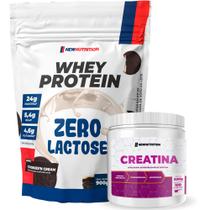 Kit Suplementos Whey Protein Zero Lactose 900g Cookies + Creatina Monohidratada 300g NewNutrition